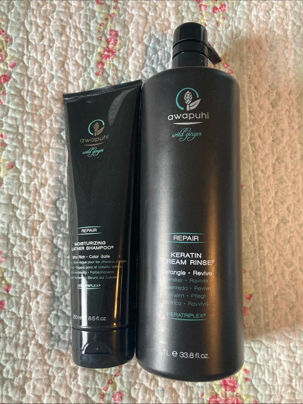 Awapuhi Wild Ginger Moisturizing Lather Shampoo & Repair Keratin Cream Rinse